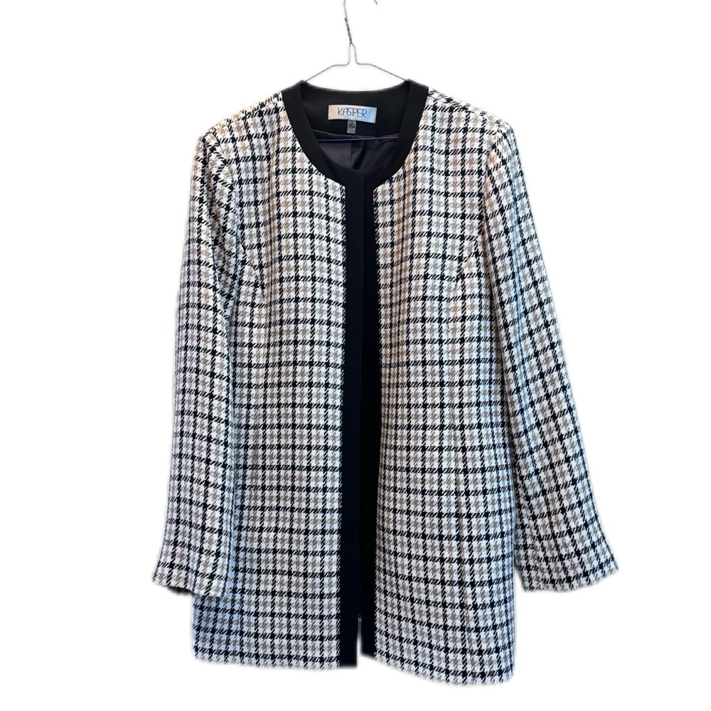 Kasper Blazer Womens Size 14 Open Front Plaid